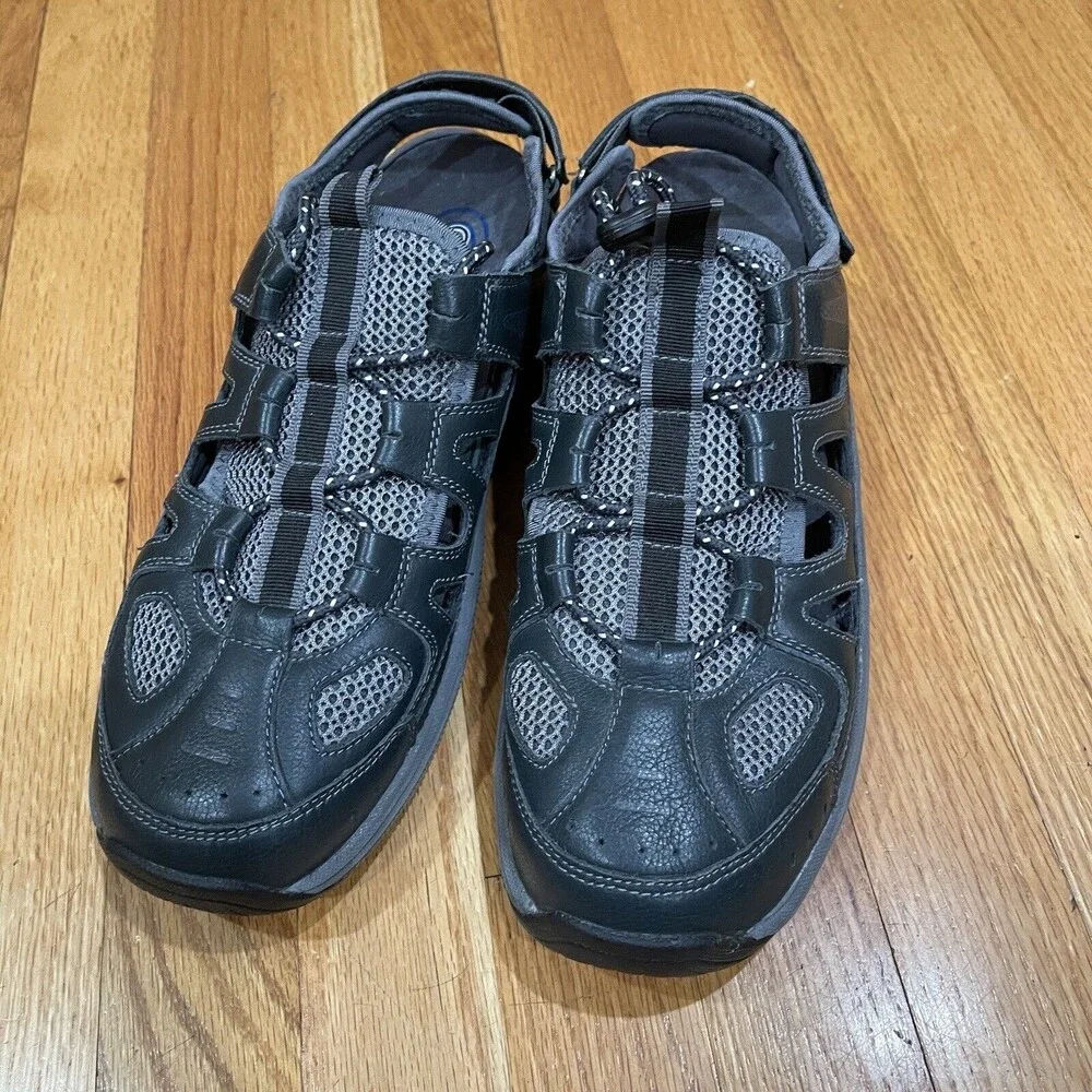 ORTHOFEET Mens Comfort Heel Strap Leather Fisherman Sandals Shoes Size 9.5 D EUC